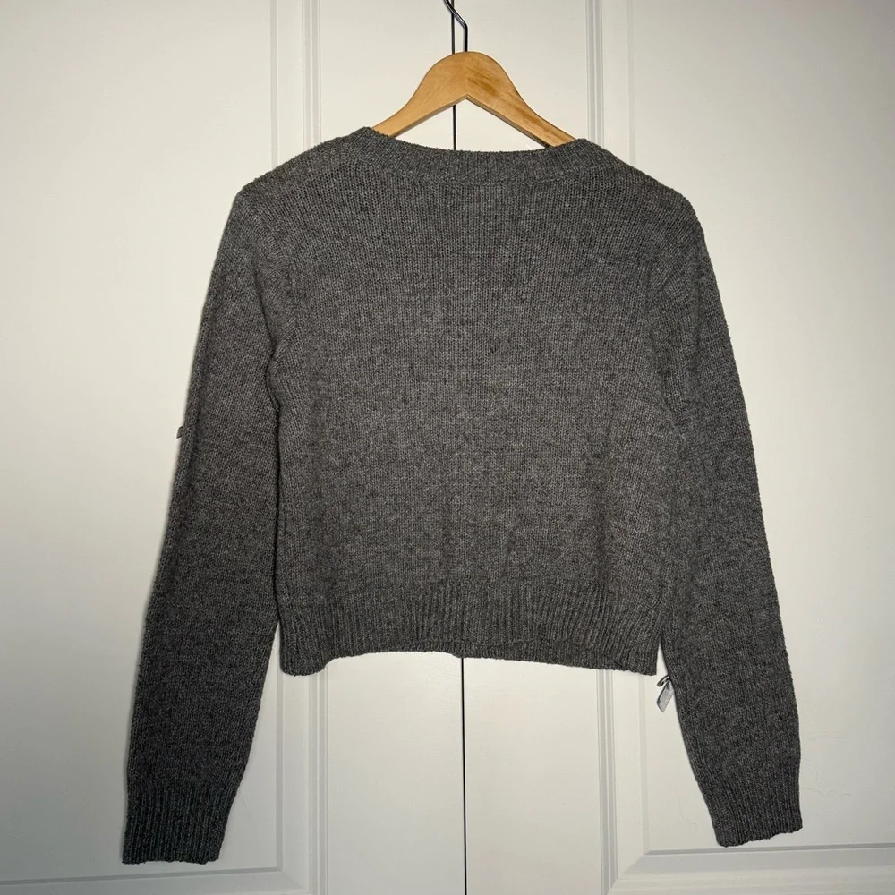 RSQ Gray Women's Cardigan with Bow Details - Picture 5 of 5